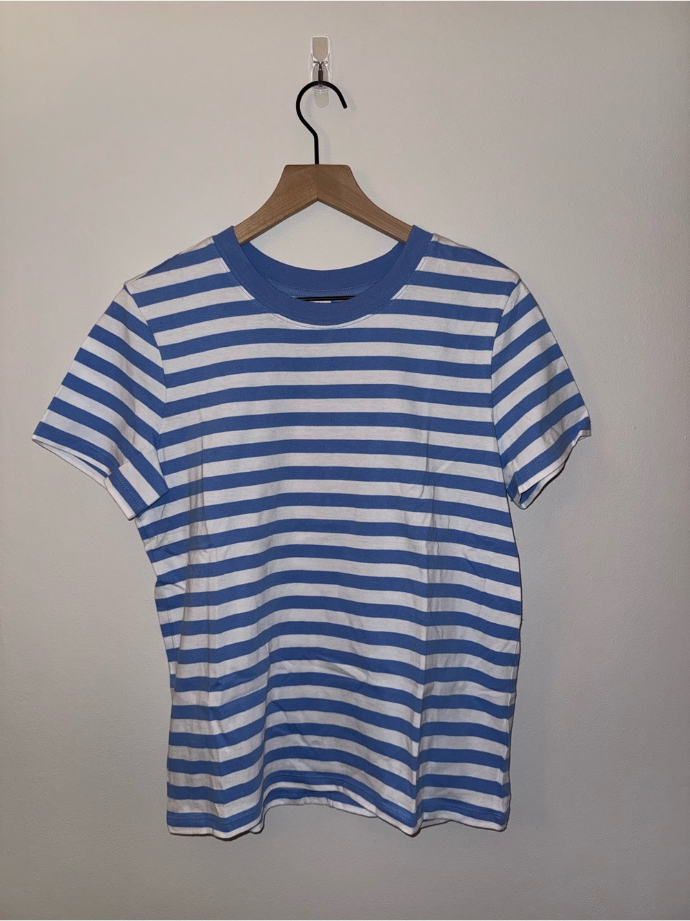 Melrose and Market Blue and White Striped Crewneck Tee